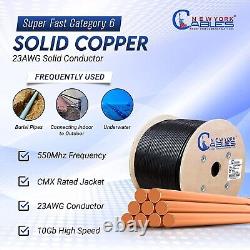 Cat6 Cable 1000ft Outdoor Waterproof Direct Burial Ethernet 23AWG Solid Copper