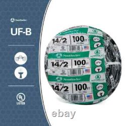 Electrical Cable Wire Outdoor Direct Burial Wet Rated 100 Ft 14/2 CU UF-B WithG