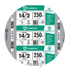 Electrical Cable Wire Outdoor Direct Burial Wet Rated 250 Ft. 14/2 CU UF-B WithG