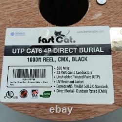 Fast Cat UTP Cat6 4P Cable 1000ft Outdoor Direct Burial Ethernet 23AWG CMX 550mh