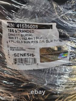 GENESIS 41585008 Stranded 18/6 Unshielded 500' Direct Burial Cable Black