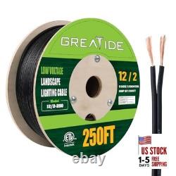 Low Voltage Landscape Lighting Wire, Outdoor Direct Burial Cable, 12/2 250 ft