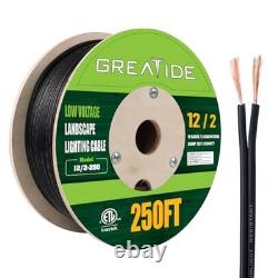 Low Voltage Landscape Lighting Wire, Outdoor Direct Burial Cable, 12/2 250 ft