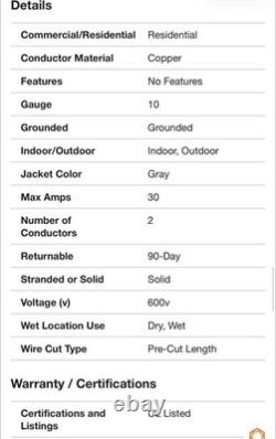 NEW Southwire 10/2 UF-B Wire 50FT Direct Burial 10 Gauge Outdoor