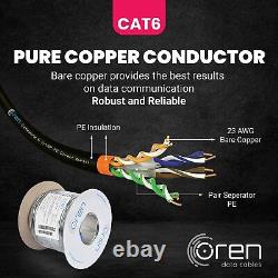 Oren CAT6 Outdoor Ethernet Cable 100M Direct Burial- 23 AWG Pure Copper 400MHz