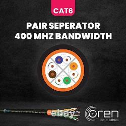 Oren CAT6 Outdoor Ethernet Cable 100M Direct Burial- 23 AWG Pure Copper 400MHz