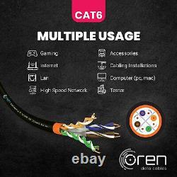 Oren CAT6 Outdoor Ethernet Cable 100M Direct Burial- 23 AWG Pure Copper 400MHz