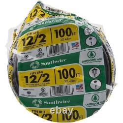 Outdoor Direct Burial Wire 12/2 Gauge UF Cable 100 Ft Moisture Resistant Coil US