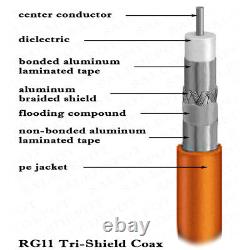 RG11 Underground Direct Burial COAX CABLE orange INDOOR OUTDOOR TriShield Drop