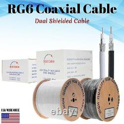 RG6 Coaxial Cable Dual Shield Direct Burial Bulk 18AWG Coax Wire Satellite