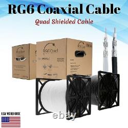 RG6 Coaxial Cable Quad Shield Direct Burial Bulk 18AWG Coax Wire Satellite
