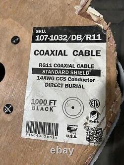 RG-11 Coaxial Cable 107-1032/DB/R11 Direct Burial 14AWG Black 3GHz /1000ft