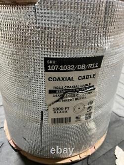 RG-11 Coaxial Cable 107-1032/DB/R11 Direct Burial 14AWG Black 3GHz /1000ft