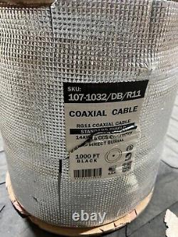 RG-11 Coaxial Cable 107-1032/DB/R11 Direct Burial 14AWG Black 3GHz /1000ft