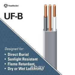 Souhtwire UF-B WithG Wire 100 ft. 10/2 Outdoor Direct-Burial Solid Copper Gray