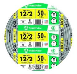 Southwire 12/2 UF B Wire 50 ft Gray Copper Direct Burial Cable 600V Ground Solid