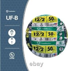 Southwire 12/2 UF B Wire 50 ft Gray Copper Direct Burial Cable 600V Ground Solid
