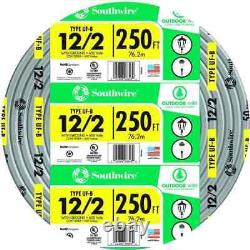 Southwire 250 ft. 12/2 Gray Solid CU UF-B WithG Underground Wire Direct Burial