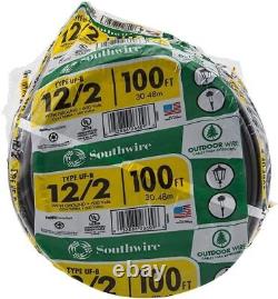 Southwire Outdoor Wire, 12/2WG UF 100 Ft coil, Approved for Direct Burial Wiring