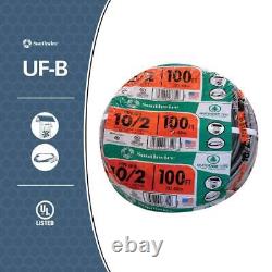 Southwire Solid CU UF-B WithG Wire Cable Direct Burial Outdoor 100 Ft 10/2 Gray