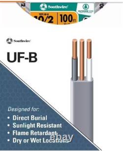 Southwire UF-B 10/2 10 AWG Solid Copper Wire 100 ft Gray 600V Direct Burial