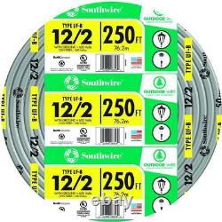 Southwire UF-B WithG Wire 250 ft. 12/2 Direct-Burial Solid CU Gray Pre-Cut Length