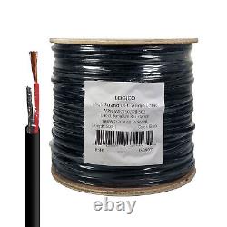 Speaker Wire Audio Cable 16/2 AWG In-Wall Outdoor Direct Burial UV Black 500ft