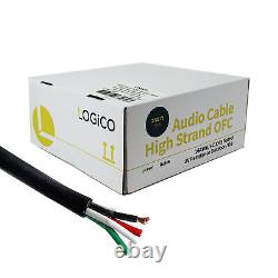 Speaker Wire Audio Cable 16/4 AWG In-Wall Outdoor Direct Burial UV Black 250ft