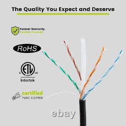 TrueCABLE Cat6 Direct Burial, Gel Filled, 500ft, Black, Waterproof, CMX, 23AW
