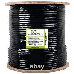 TrueCABLE Cat6 Direct Burial, Gel Filled, 500ft, Black, Waterproof, CMX, 23AW