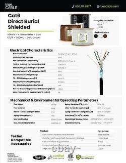 TrueCABLE Cat6 Direct Burial, Shielded F/UTP, 500ft, Waterproof, Outdoor Rate