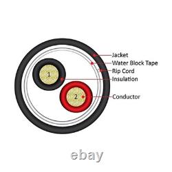 Vertical Cable 16AWG 2C Direct Burial Speaker Cable UV Rated Black 500ft