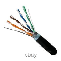Vertical Cable CAT5E, Shielded Dual Jacket, Direct Burial, 2000ft, Black, Bulk