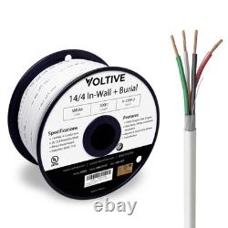 Voltive 14/4 Speaker Wire, In-Wall CL3 & Direct Burial, White, 100ft