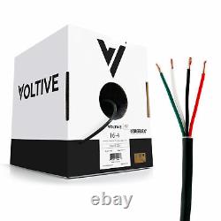 Voltive 16/4 Speaker Wire CL3 In-Wall/Direct Burial OFC 500ft Black