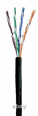Voltive Cat5e Direct Burial Ethernet Cable Gel Filled, UTP, OFC, 500FT, Black