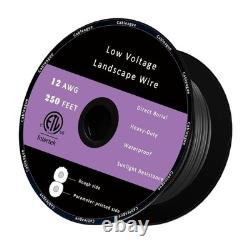 Waterproof 12/2 Landscape Lighting Wire 250ft Listed Direct Burial Cable