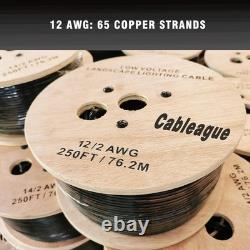 Waterproof 12/2 Landscape Lighting Wire 250ft Listed Direct Burial Cable