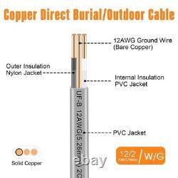 XMK 12/2 UF-B Wire Direct Burial Cable Underground Feeder, Solid Copper 100f