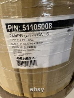 24/4PR (UTP) CAT 6 Enterrement direct 500 pi. Fil noir par Genesis