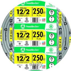 250 pi. 12/2 gris solide CU UF-B avec fil en cuivre pour extérieur, enfouissement direct 600 volts