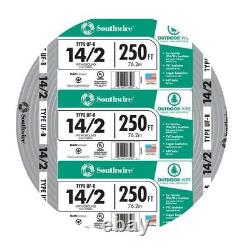 250 pi 14/2 CU UF-B Avec G Fil électrique extérieur d'enterrement direct gris solide