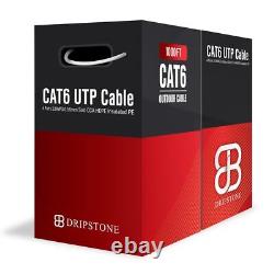 Câble CCA solide de 23AWG pour enterrement direct en extérieur CAT6 de 1000 pieds, fil étanche HDPE