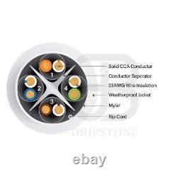 Câble CCA solide de 23AWG pour enterrement direct en extérieur CAT6 de 1000 pieds, fil étanche HDPE
