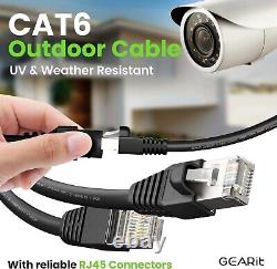 Câble Ethernet Cat6 enterrable à haute vitesse de 250 pieds, résistant aux UV pour l'extérieur