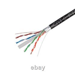 Câble Ethernet extérieur 500FT CAT6 FTP 23AWG avec protection UV pour enfouissement direct, fil solide