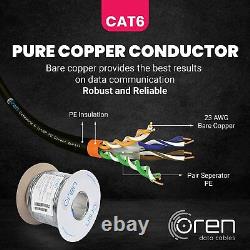 Câble Ethernet extérieur CAT6 Oren 100M Direct Burial - Cuivre pur 23 AWG 400MHz