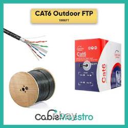 Câble Ethernet réseau CAT6 FTP 1000FT extérieur 23AWG en cuivre massif pour enterrement direct