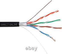 Câble Extérieur FTP Cat5E de 1000FT 24 AWG Blindé, Fil Solide à Enterrer Directement, Résistant aux UV 1000