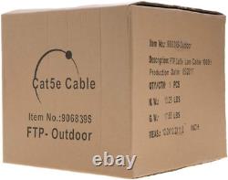 Câble Extérieur FTP Cat5E de 1000FT 24 AWG Blindé, Fil Solide à Enterrer Directement, Résistant aux UV 1000